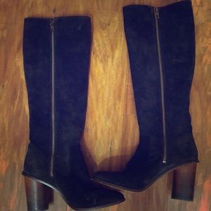 Women’s black suede Coach heeled boots